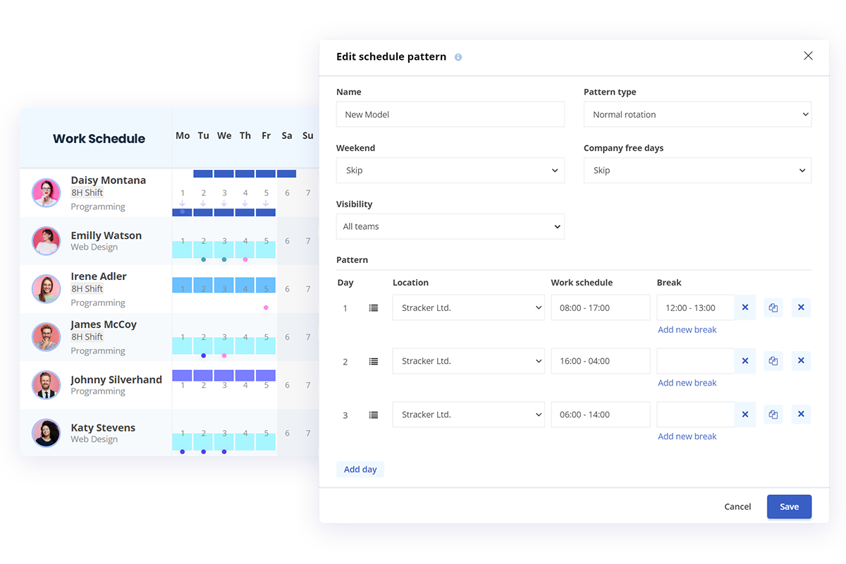 edit schedule pattern eng